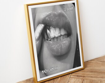 Black woman art, digital download, melanin art, hiphop posters, home decor, grillz jewelry, silver jewelry, gold jewelry, music art, posters