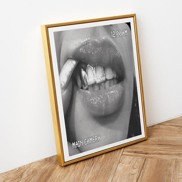 Black woman art, digital download, melanin art, hiphop posters, home decor, grillz jewelry, silver jewelry, gold jewelry, music art, posters