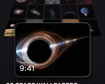iPhone Duo Wallpaper Pack, 20 Space Wallpapers, Galaxy Z Fold8 Foldable Phone Background, Planet Galaxy Nebula Dark Lock Screen