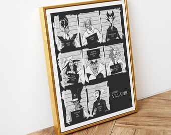 Cartoon Villains, INSTANT DOWNLOAD, movie cartoon characters, Digital download, Wall Art, Home Decor, Kids cartoon posters, Nursery Decor,