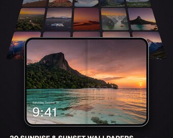 iPhone Duo Wallpaper Pack, 20 Sunrise Sunset Wallpapers, Galaxy Z Fold8 Foldable Phone Background, Travel Landscape Golden Hour