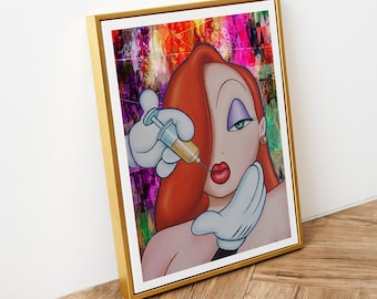 Jessica Rabbit, Cartoon Wall Art, INSTANT DOWNLOAD, Who Framed, 90s Babies, Digital Download, Roger Rabbit, Kids Posters, Women Cartoon Art