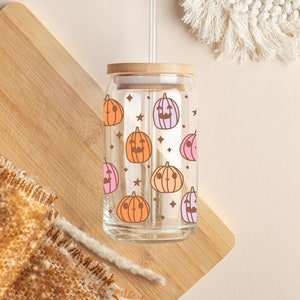 Halloween clear glass can, spooky season, spooky party, Halloween sticker glass, 16 oz, party, Halloween, ghost