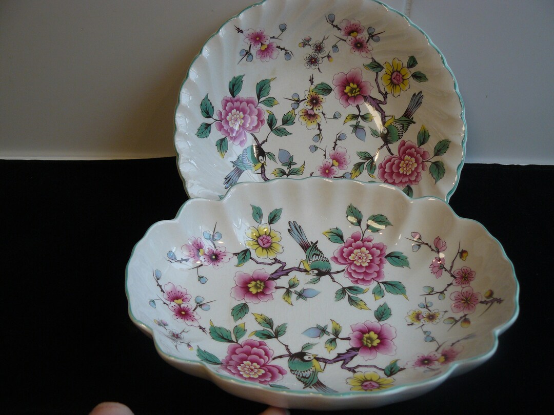 Two Vintage Old Foley Chinese Rose James Kent Staffordshire. Etsy