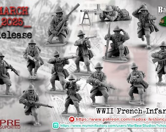 WW2 Franse infanterie 10-modellen 1:72 en 28 mm