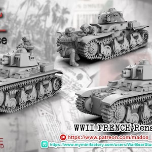 WW2 French Renault R35  tank A,B,C 1:72 & 28mm