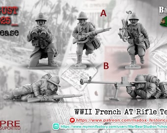 WW2 Frans AT-team A, B 2 modellen 1:72 en 28 mm
