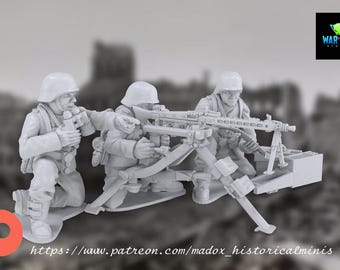 Modelli 3 di mitragliatrici HMG tedesche della seconda guerra mondiale, squadra A, B, C, D, scala 1:72 e 28 mm