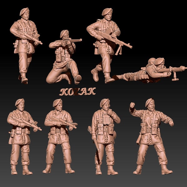 Parachutistes britanniques de la Seconde Guerre mondiale en bérets, set 2 1:72 et 28 mm