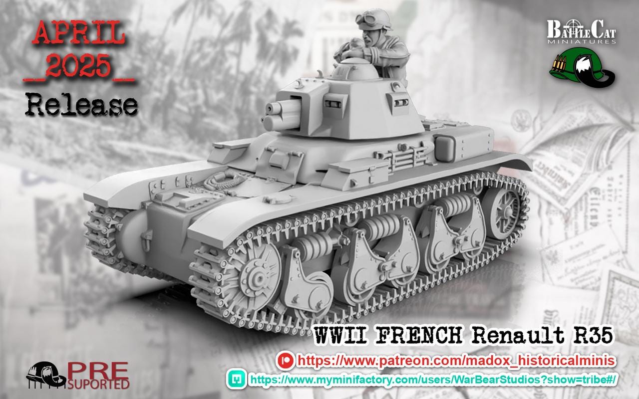 WW2 French Renault R35 Tank A,B,C 1:72 & 28mm - Etsy