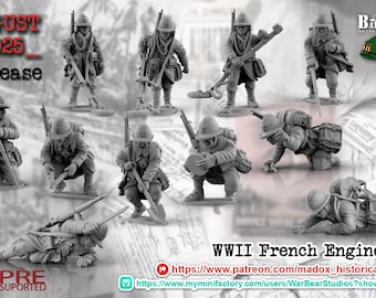 WW2 Franse ingenieurs 10 modellen 1:72 en 28 mm