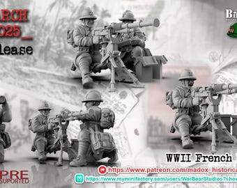 WW2 Franse HMG Team A,B,c 3 modellen 1:72 en 28 mm