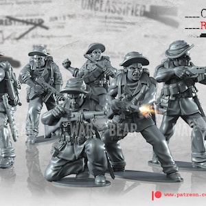 Lot de 10 figurines de l'escouade de maradeurs américaine WW2 1:72 & 28 mm
