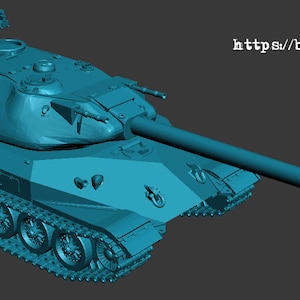 Può includere: Un modello blu turchese di un carro armato, Oggetto 260, con un lungo cannone e una torretta. Il carro armato è su uno sfondo grigio. Il testo "Oggetto 260" e "https://boosty.to/ramzay1945" è visibile nell'immagine.