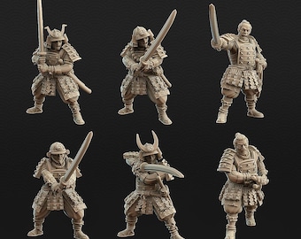 Japanese Samurais infantery with Swords 1.72 28mm 32mm