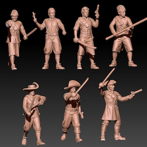 Piratas napoleónicos y marineros abordando 2 1:72 y 28 mm