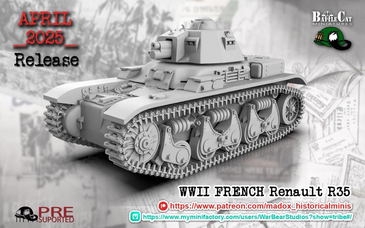 WW2 French Renault R35 Tank A,B,C 1:72 & 28mm - Etsy