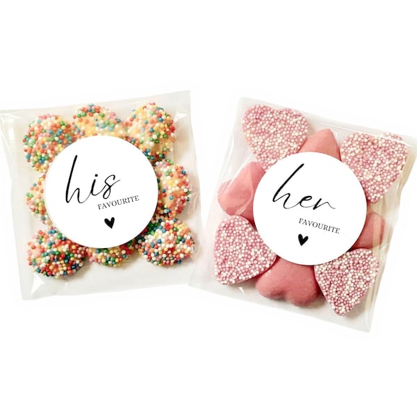 Wedding Favour lolly Sweet Bags - His and Her Favourite Stickers