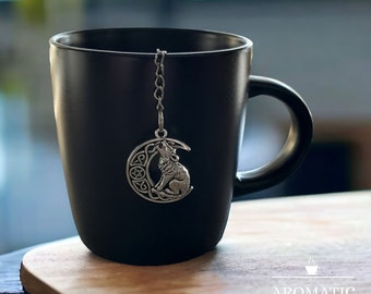 Howling Wolf Moon Tea Infuser | Tea Stranier | Loose Leaf Tea | Tea Gift | Celtic Gift | Pagan Pentagram Wiccan Gothic Gift | Pentacle