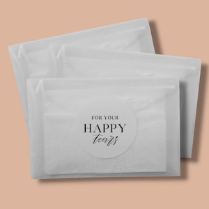 Wedding Tissues Packet & Sticker Set | 100% Biodegradable Glassine Bags | For Your Happy Tears Wedding Tissue Packs | Wedding Favour Gift