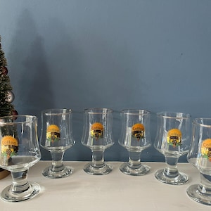 6 vintage irish coffee drinking glasses