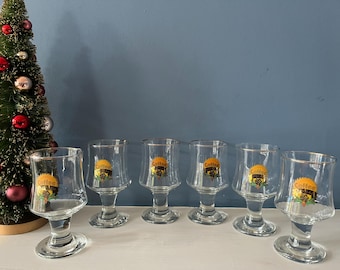 6 vintage irish coffee drinking glasses