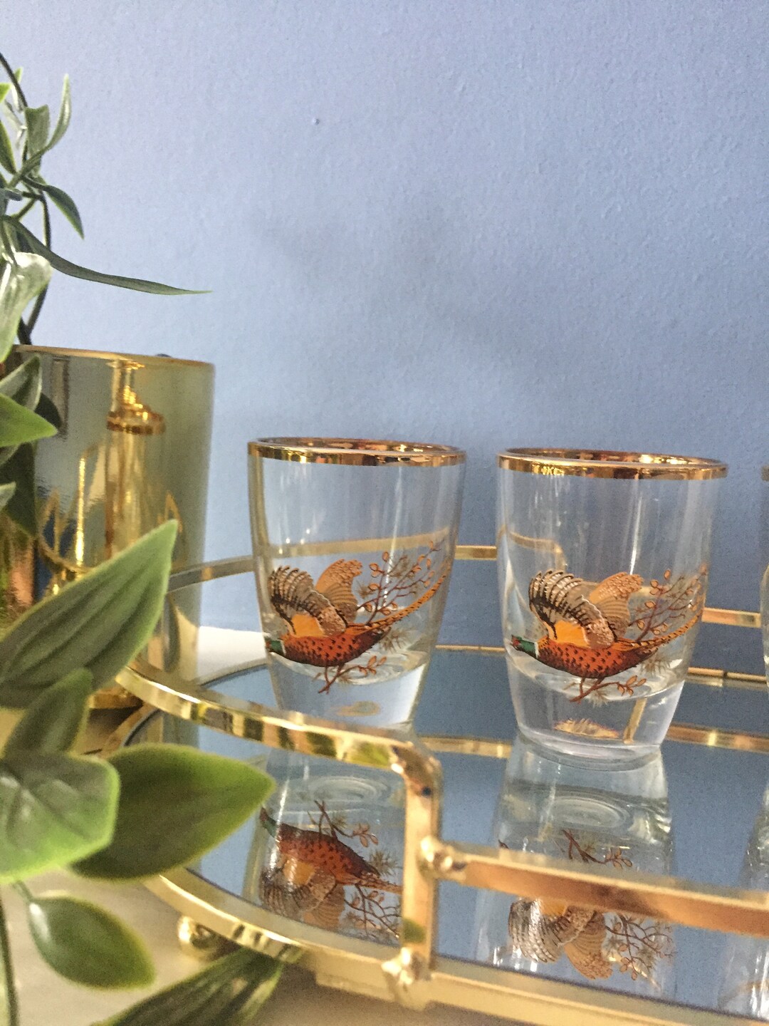 Set of Four Flying Pheasant Shot Glasses Etsy