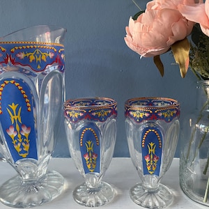 Vintage Glass Jug and Drinking Glasses Set