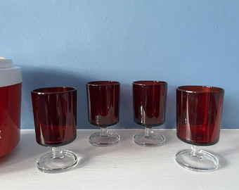 Vintage Red Drinking Glasses Barware