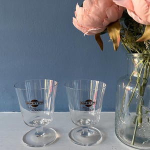 Pair of vintage iconic Martini On the Rocks glasses