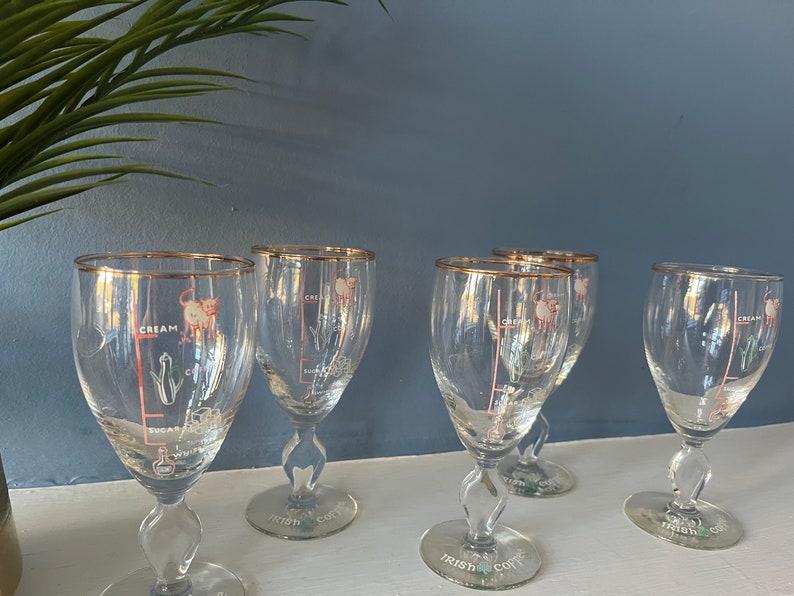 Set of 5 Vintage Irish Coffee Glasses With Funky Measurements Motif Etsy
