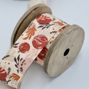 Ruban tissé automne, Ruban forestier, Ruban automne imprimé, 3,5 cm x 10 m, Fabriqué en Europe, Ruban décoratif, Ruban bouquet, Ruban décoration intérieure