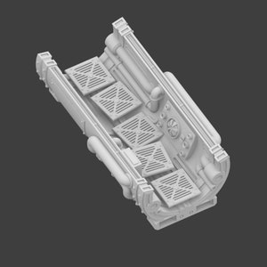 Puede incluir: Un modelo 3D impreso en blanco de un túnel futurista con una serie de rejillas y tuberías. El túnel está abierto por un lado, revelando el interior.
