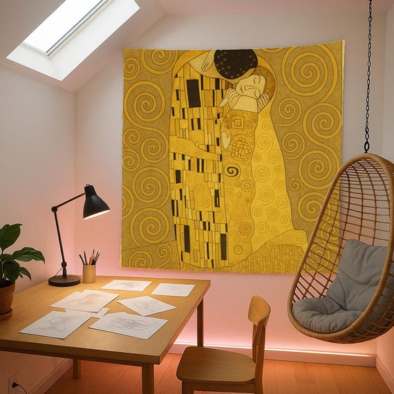 Tenture Murale Européenne Kissed By Klimt 28x28 Pouces - Coton/polyester - Neuf - Décoration Maison