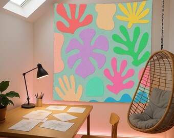 Matisse-Inspired Abstract Tapestry: Colorful Modern Art Wall Hanging