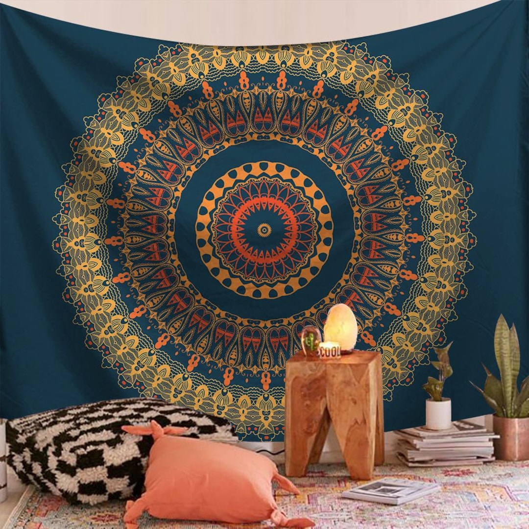 thumbnail image 2 of Handicraft-Palace Indian Mandala Tapestry Curtains – 2PC Set, 100% Cotton, Bohemian Wall Hanging Valances 2 of 5