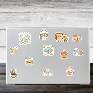 Kawaii Sticker Pack Bundle of 12 Cute Aesthetic Stickers for Journaling Scrapbooking Laptops Water Bottles and Gift Ideas