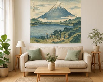 Vintage Mount Fuji Tapestry: Japanese Ukiyo-e Landscape Art