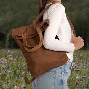 Vegan Leather Tote Backpack, Vegan Leather Bag for Women, Convertible Vegan Backpack, Gift for Her
