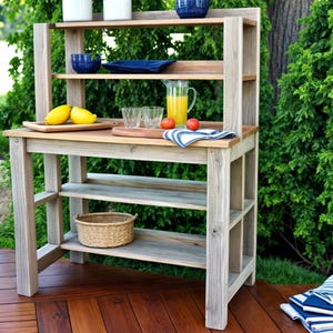 Blumenerde-Tisch & Servierstation DIY-Pläne - Einfach zu bauen! Outdoor Holzbearbeitungs-Anleitung