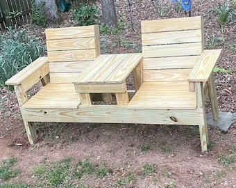 Double Chair Bench with Middle Table Plan