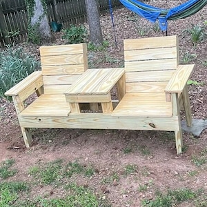 Double Chair Bench with Middle Table Plan