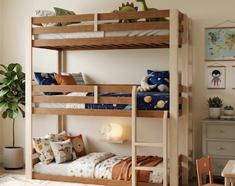 Bauplan für ein dreistöckiges Etagenbett – Platzsparende DIY-Anleitung für ein dreistöckiges Hochbett. Einzelbettgröße (PDF-Download)