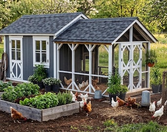 Chicken Coop with Garden Shed Plans: DIY Backyard Design (PDF). Easy-to-Follow Plans