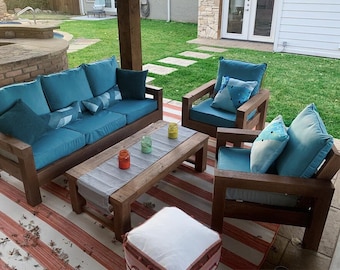 Wooden Sofa, Bench, and Coffee Table Plans: DIY and Customizable