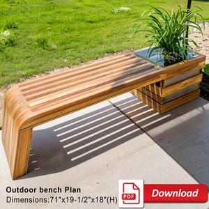 DIY Outdoor Bank mit Pflanzgefäß PDF Plan - Einfache DIY Holzbearbeitung für Terrassen & Decks