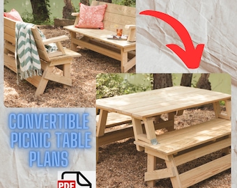 Convertible Picnic Table to Bench Plans (PDF Download)