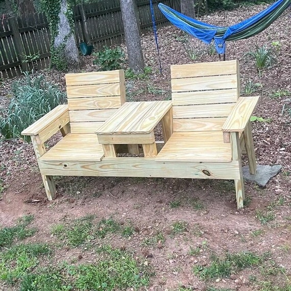 Double Chair Bench With Middle Table Plan Etsy