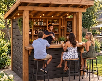 Baupläne für eine Gartenbar (PDF): Schritt-für-Schritt-Anleitung zum Selberbauen einer Gartenbar