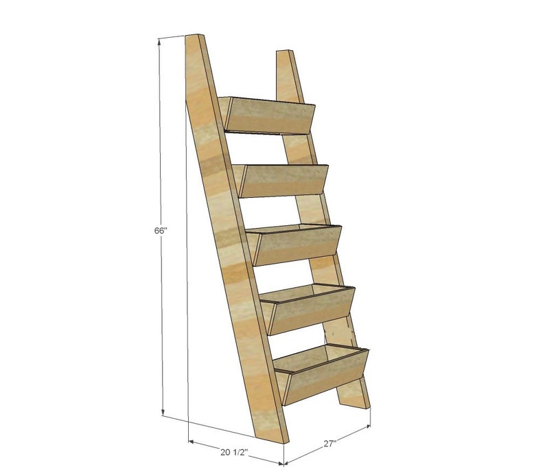 Gelaagde verticale ladder plantenbak PDF-plannen. DIY-plannen voor plantenbak voor tuinplanten, kruiden, groenten afbeelding 3